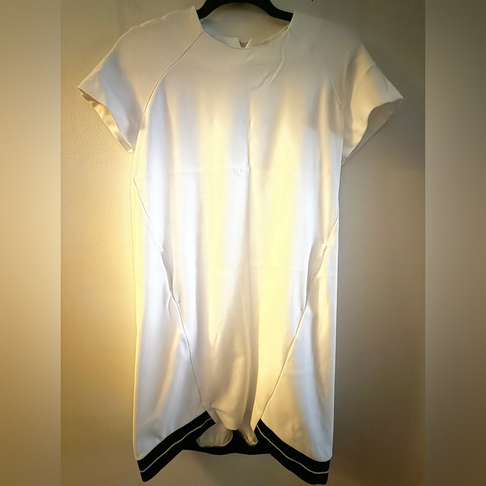 Zara White Asymmetrical Sheath Dress with Raglan Sleeves US Size M